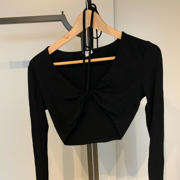 Garage Natalia Long Sleeve Wrap Top, Black, Size S - Picture 6 of 7